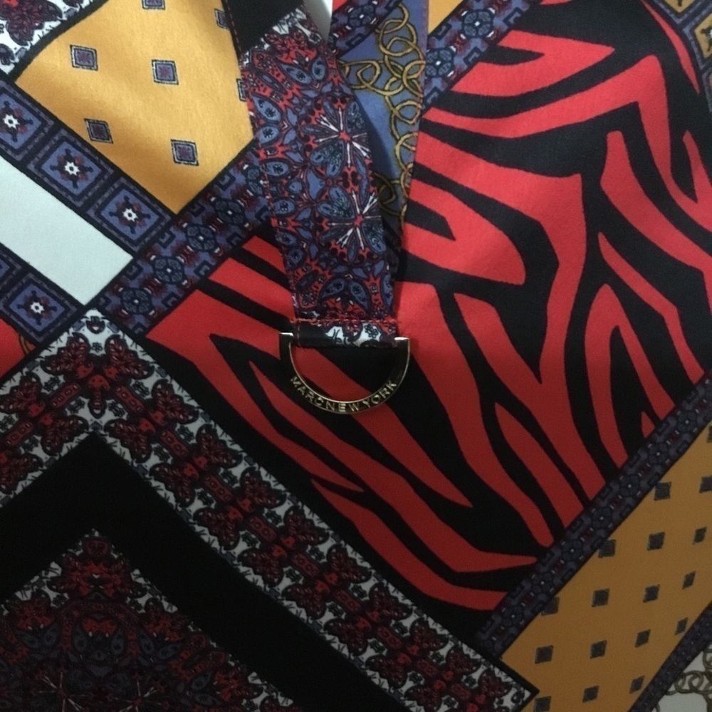 Marc New York Patchwork Geometric & Animal Print Blouse Size M - Picture 8 of 12